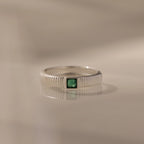 Ribbed Emerald Band Silver 18K Gold Plated