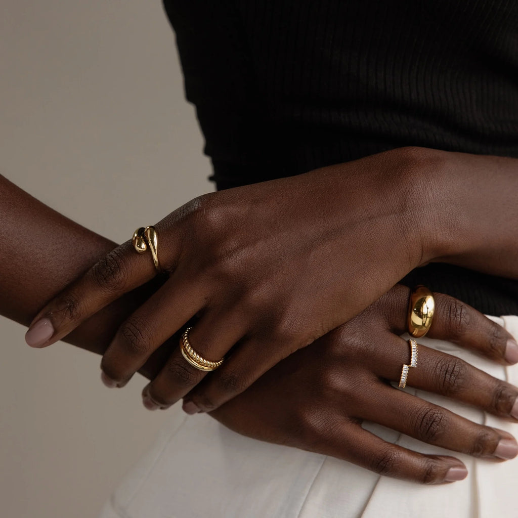Duo Dome Ring Silver 18K Gold Plated