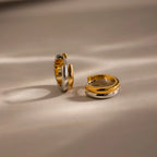 Dainty Mixed Metal Huggies Silver 18K Gold Plated