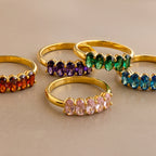 Oval Birthstone Ring Silver 18K Gold Plated
