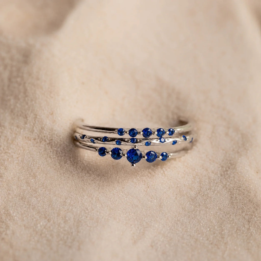 Sapphire Stacking Ring Set: Ocean-Inspired Elegance