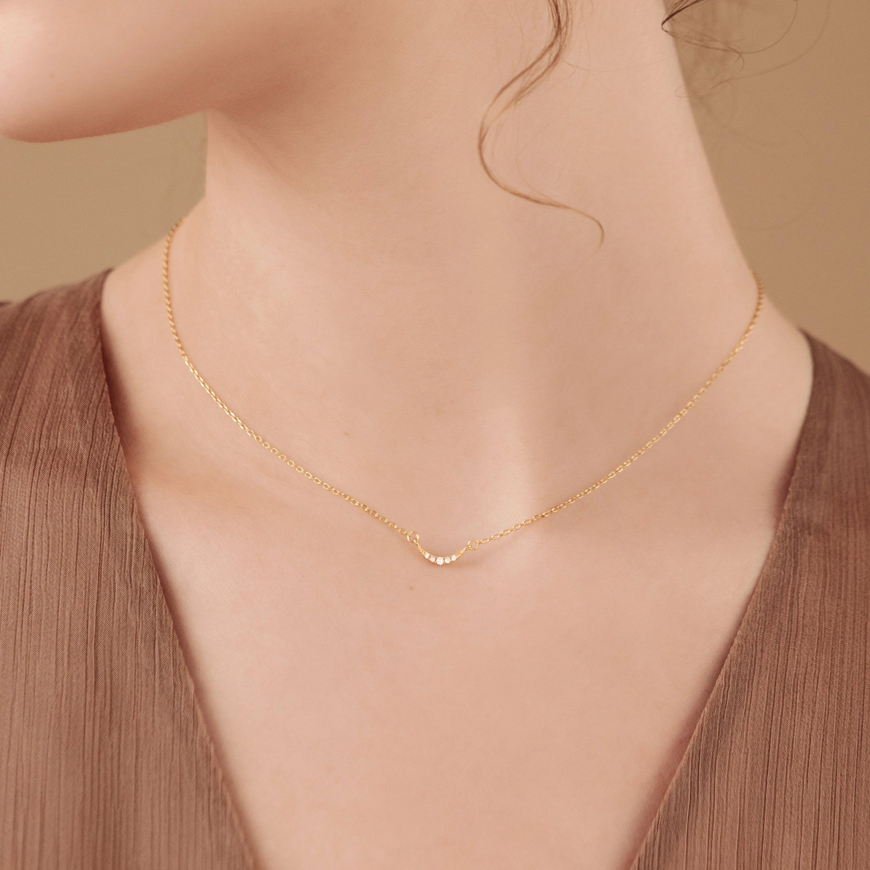 Lucia Pave Necklace Silver 18K Gold Plated