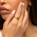 Harley Emerald Ring Silver 18K Gold Plated