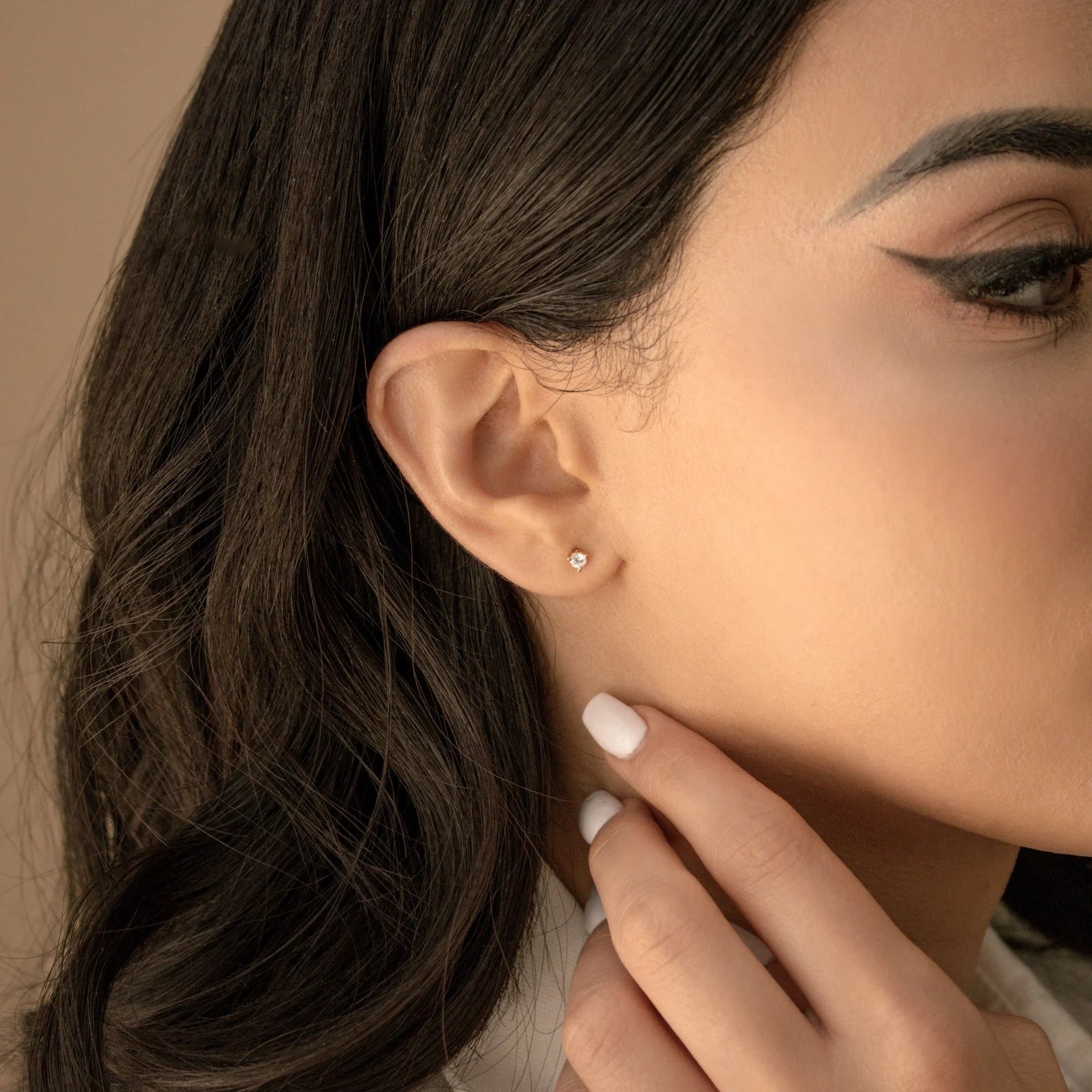 Elena Diamond Studs Silver 18K Gold Plated