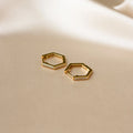 Parker Pave Hexagon Huggies Silver 18K Gold Plated