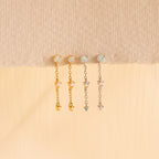 Opal Chain Drop Earrings Silver 18K Gold Plated
