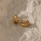 Diamond Duo Pave Dome Studs Silver 18K Gold Plated