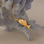 Fish Charm Necklace Silver 18K Gold Plated