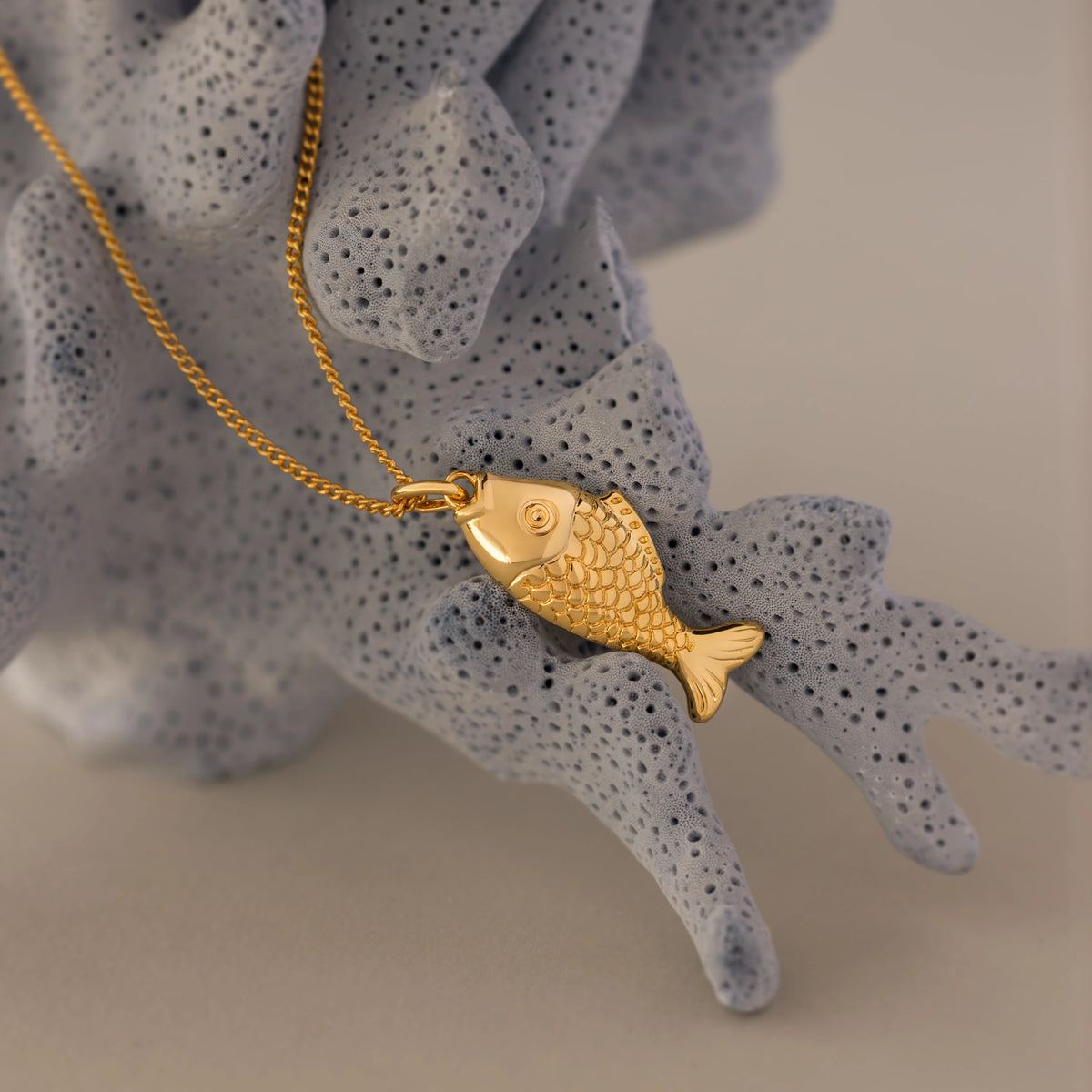 Fish Charm Necklace Silver 18K Gold Plated