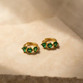 Triple Emerald Huggies Silver 18K Gold Plated