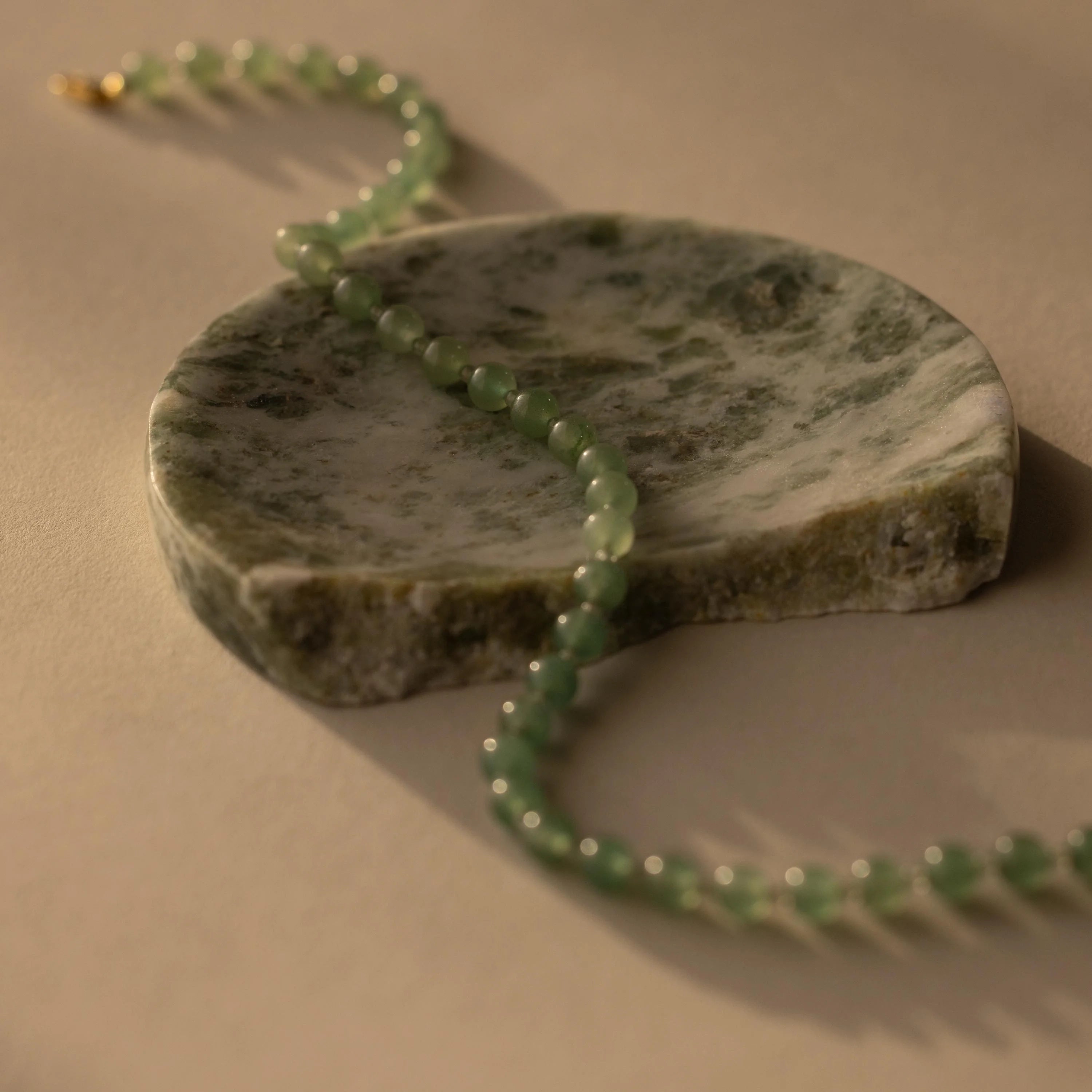 Green Aventurine Choker Necklace Silver 18K Gold Plated