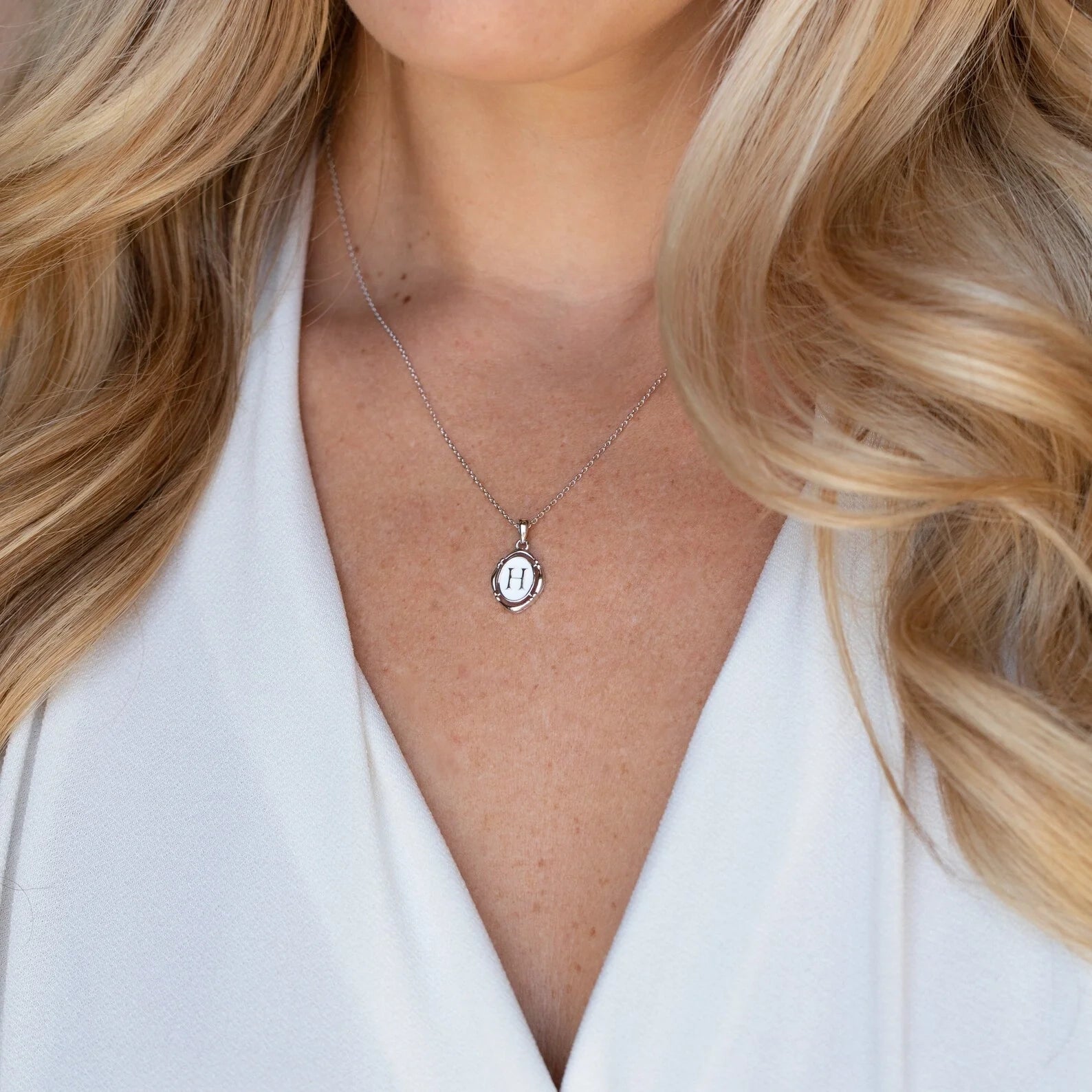Initial Pendant Necklace Silver 18K Gold Plated
