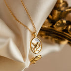 Pearl Hummingbird Necklace Silver 18K Gold Plated