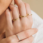 Stacking Birth Flower Band Silver 18K Gold Plated