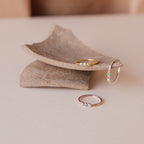 Tiny Triple Birthstone Ring Silver 18K Gold Plated