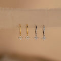 Diamond Flower Huggies Silver 18K Gold Plated