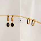 Black Onyx Hoops Bundle Silver 18K Gold Plated