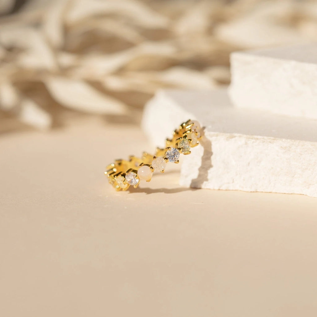Mosaic Moonstone Diamond Eternity Band