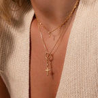 Diamond Drop Cross Charm Silver 18K Gold Plated
