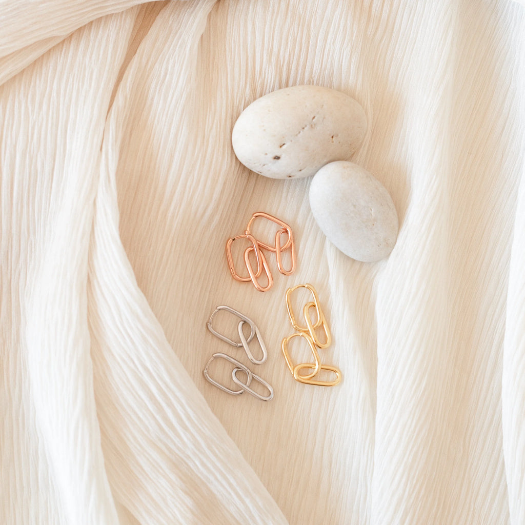 Amanda Link Earrings Silver 18K Gold Plated