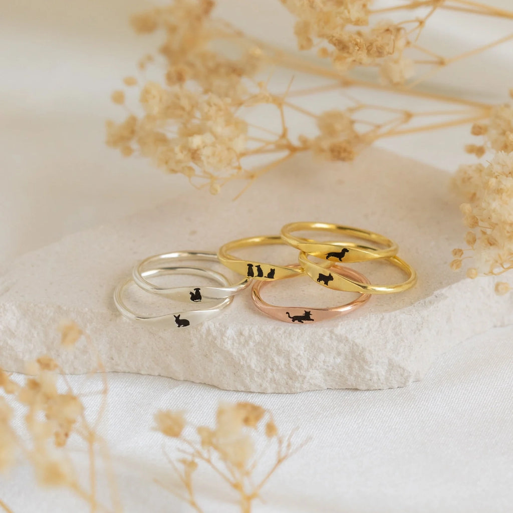 Skinny Pet Ring Silver 18K Gold Plated