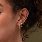 Opal & Star Duo Chain Studs Silver 18K Gold Plated