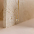 Encased Hexagon Diamond Necklace Silver 18K Gold Plated