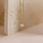 Encased Hexagon Diamond Necklace Silver 18K Gold Plated