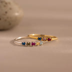 Woven Multiple Birthstone Ring Silver 18K Gold Plated