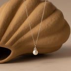 Diamond Halo Pearl Necklace Silver 18K Gold Plated
