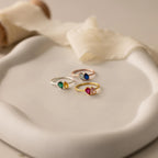 Toi et Moi Pear Birthstone Ring Silver 18K Gold Plated