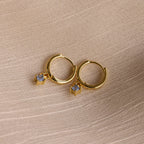 Birthstone Drop Huggies Silver 18K Gold Plated