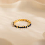 Eternity Tennis Birthstone Ring Silver 18K Gold Plated