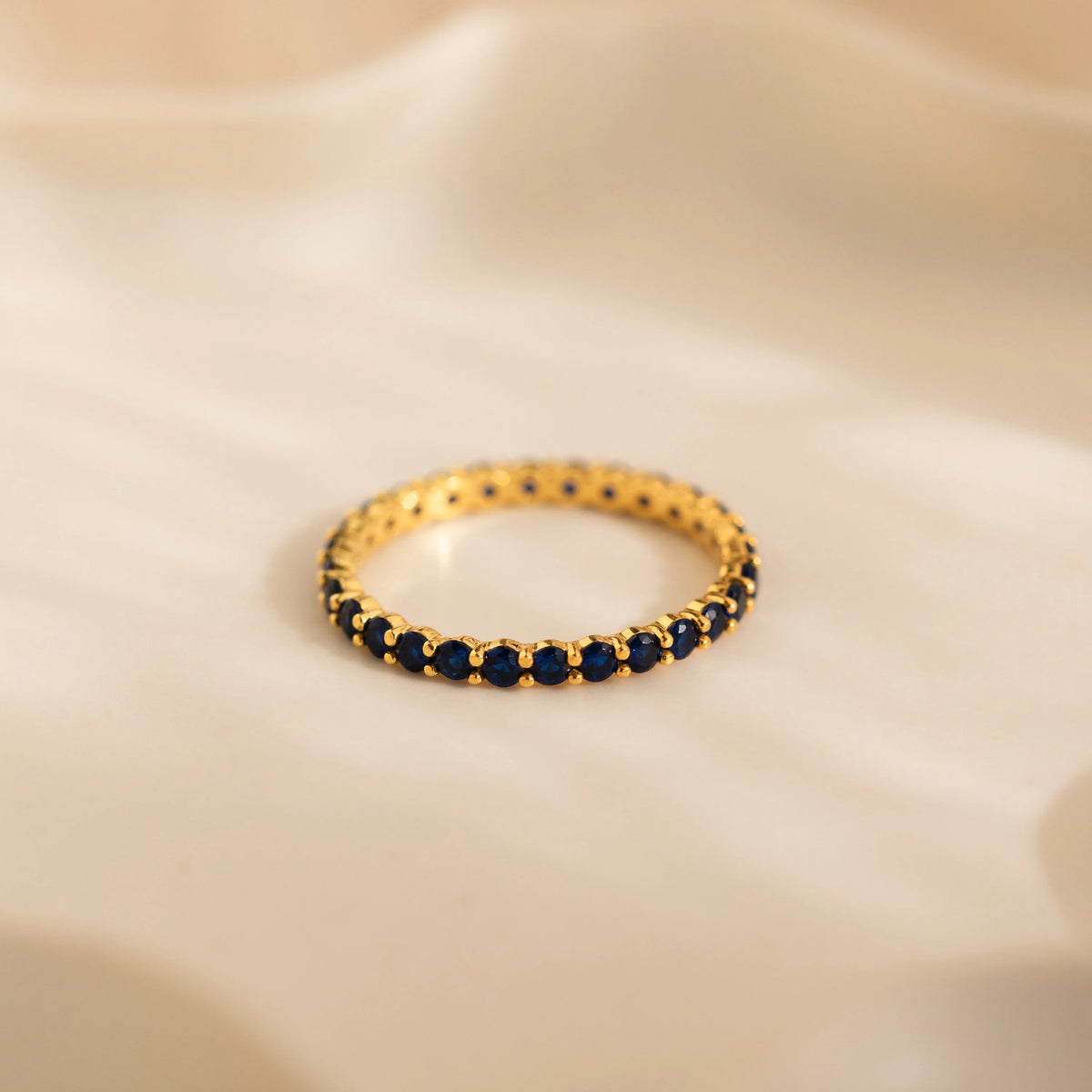 Eternity Tennis Birthstone Ring Silver 18K Gold Plated