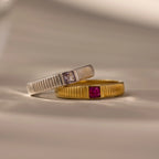 Ruby Ribbed Band Silver 18K Gold Plated