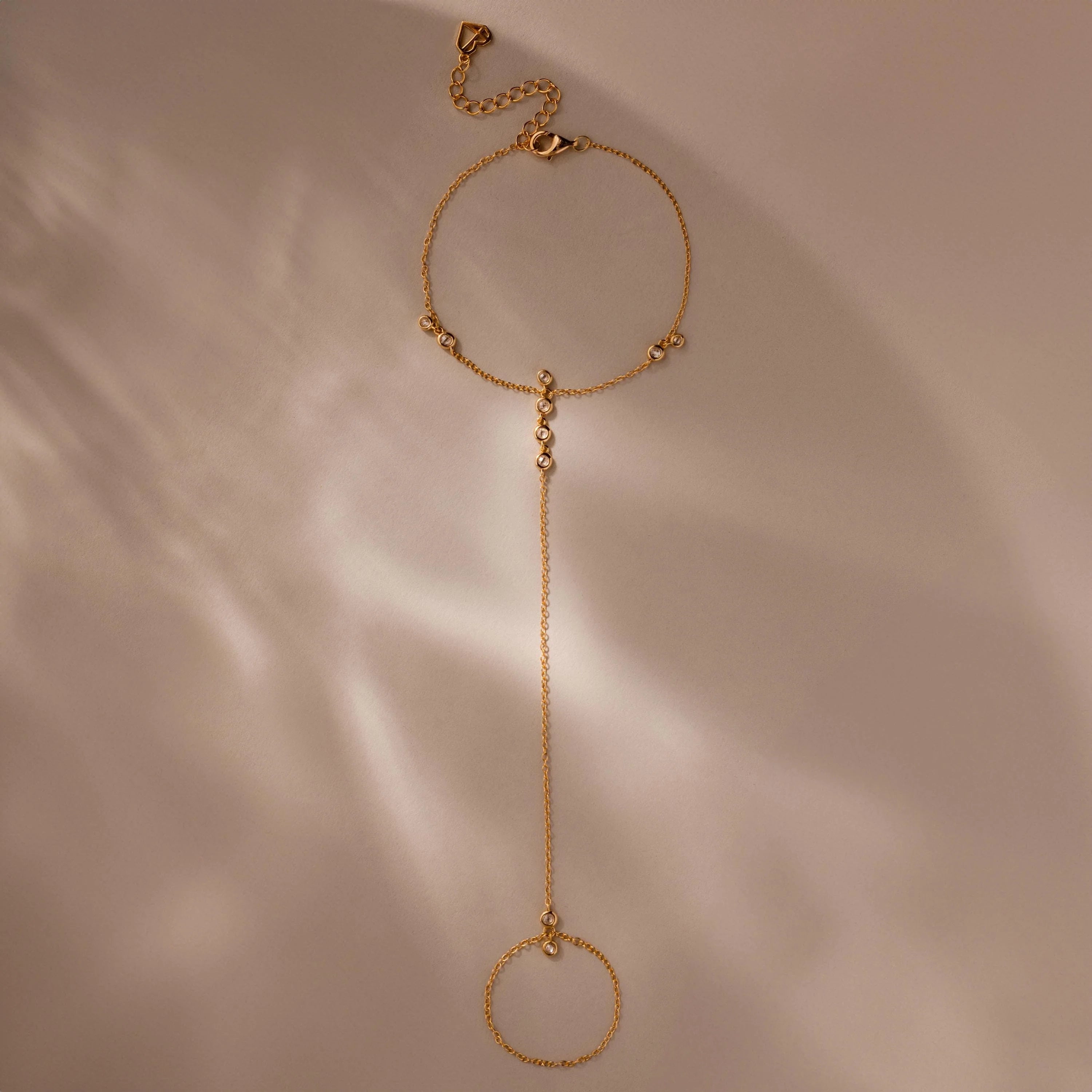 Diamond Cluster Hand Chain Bracelet Silver 18K Gold Plated