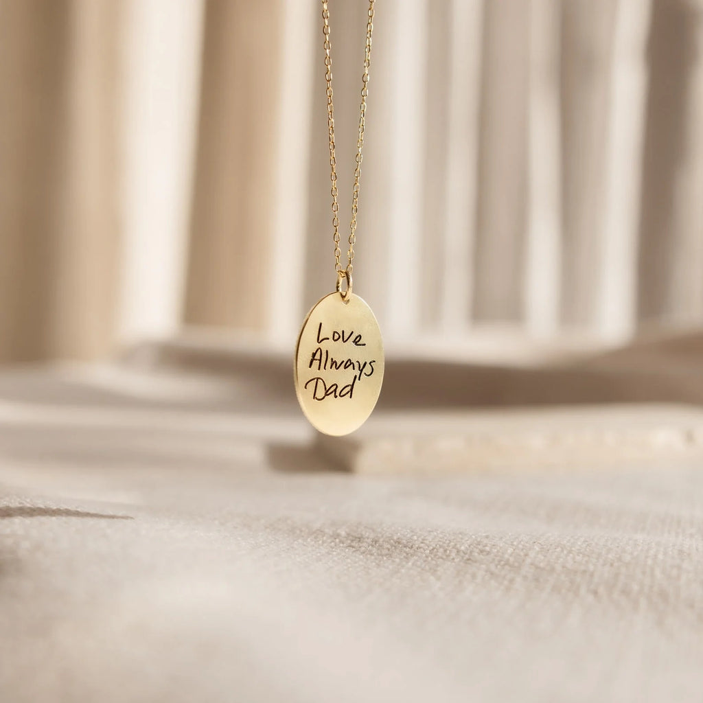 Oval Fingerprint Necklace Silver 18K Gold Plated
