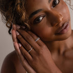 Diamond Crystal Stacking Ring Set Silver 18K Gold Plated