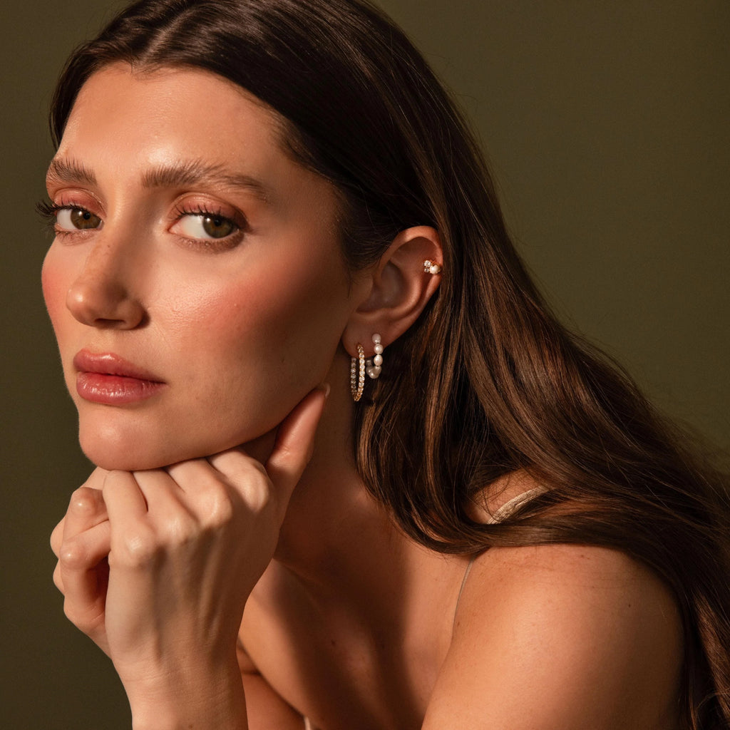 Inside Out Diamond Hoops Silver 18K Gold Plated