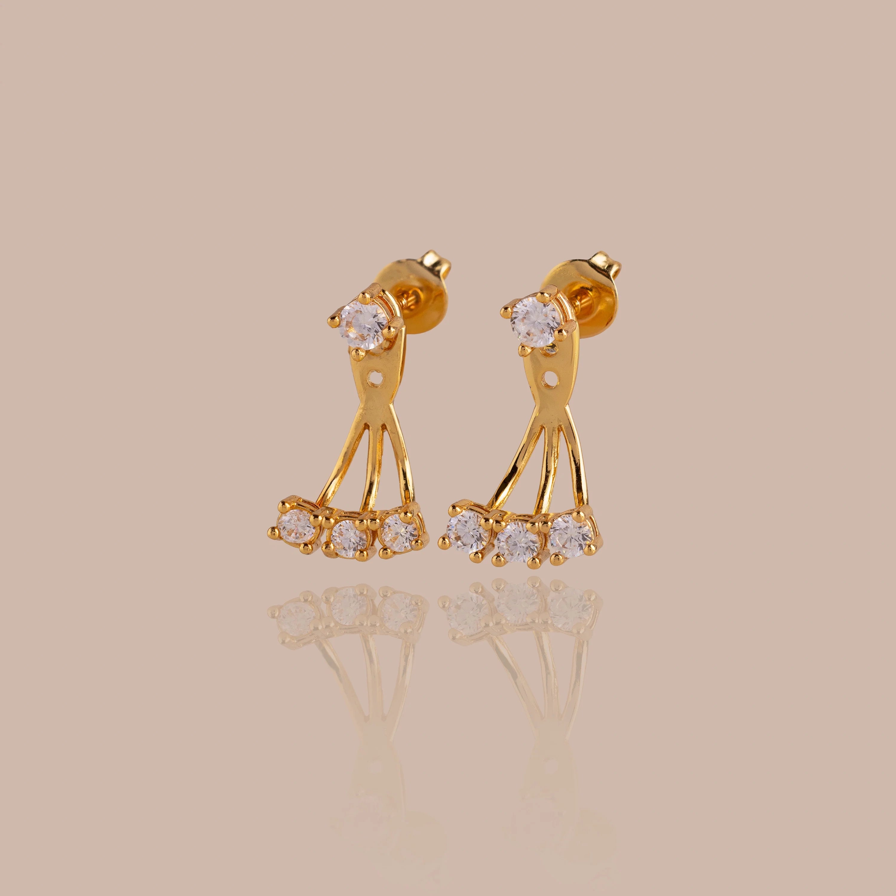 Diamond Cascade Ear Jackets Silver 18K Gold Plated