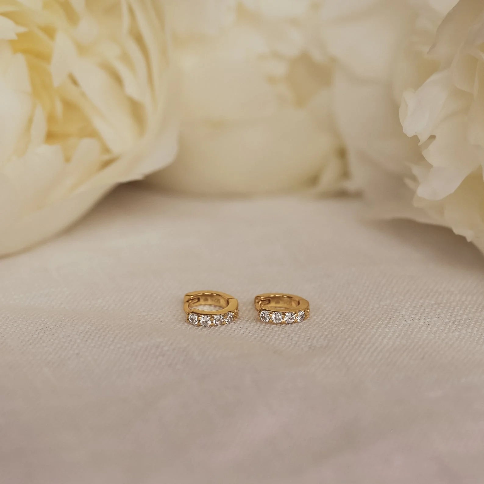 Elise Diamond Huggies Silver 18K Gold Plated