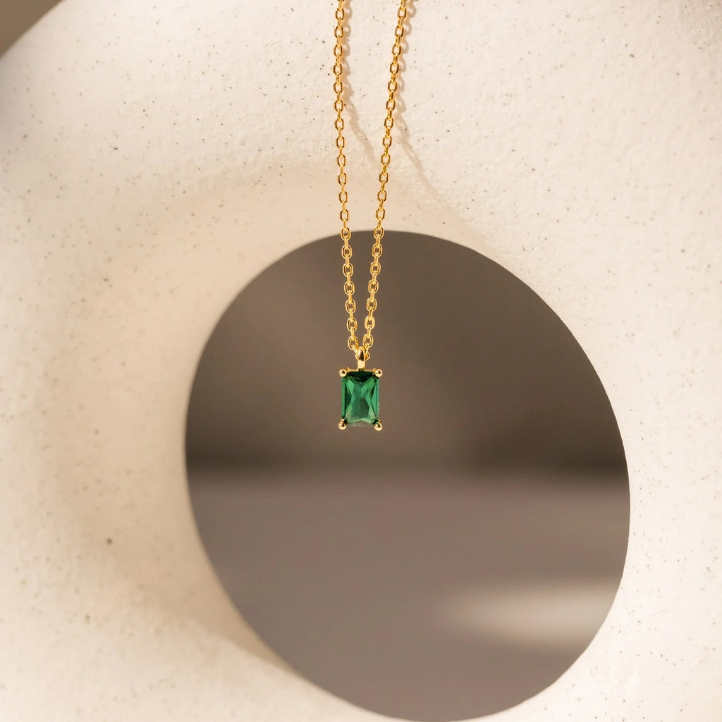 Maia Emerald Necklace Silver 18K Gold Plated
