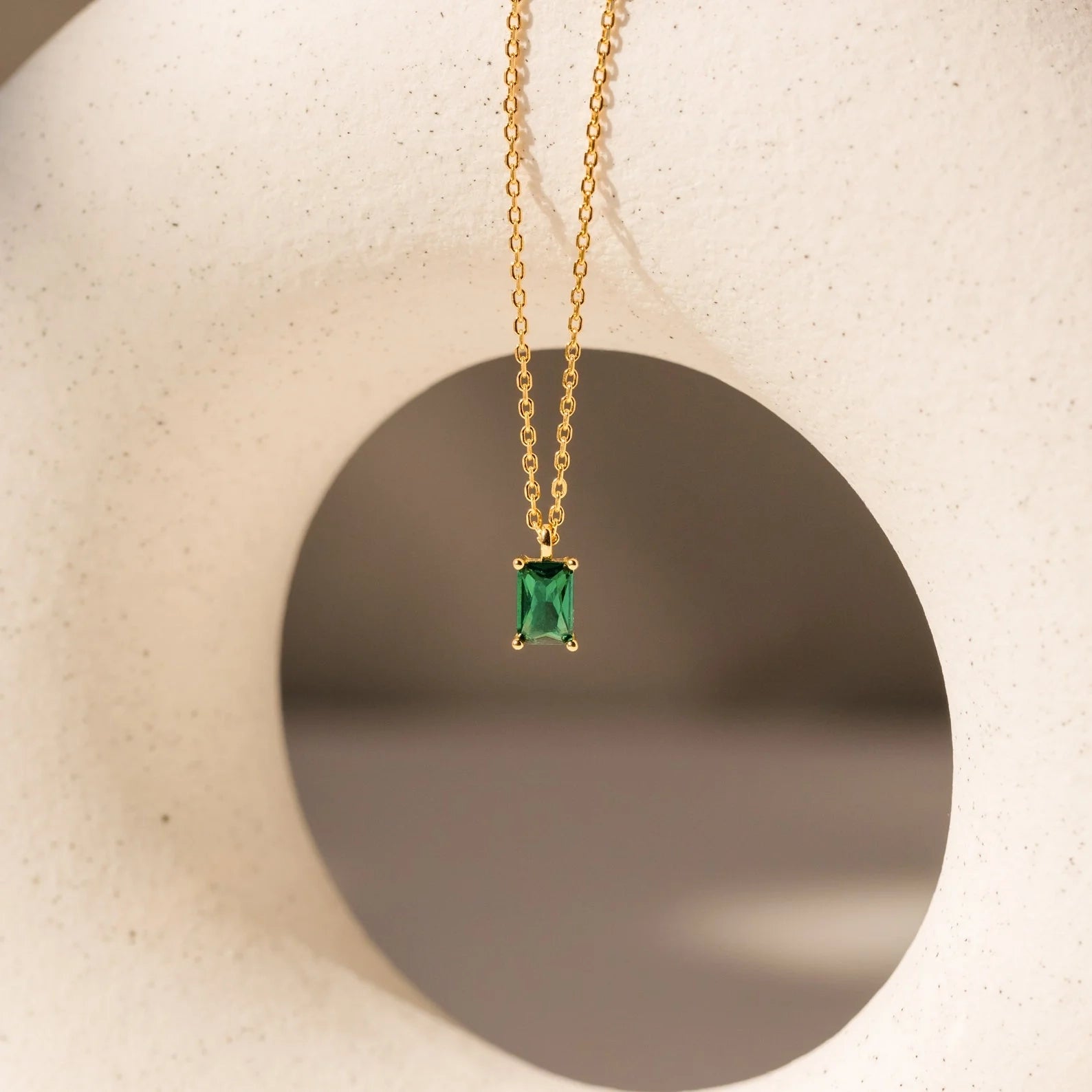 Maia Emerald Necklace Silver 18K Gold Plated