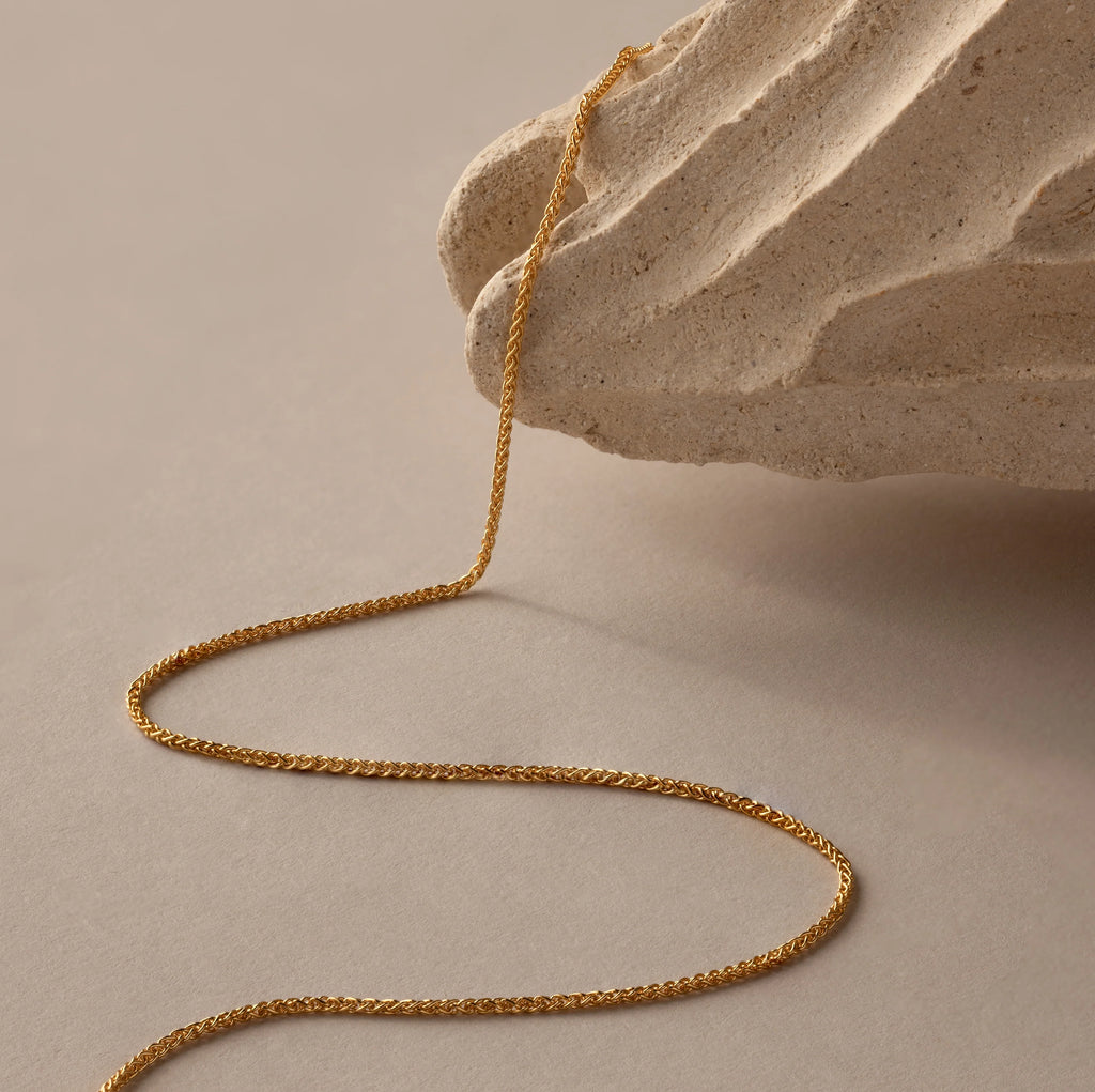 Woven Chain Necklace  Silver 18K Gold Plated