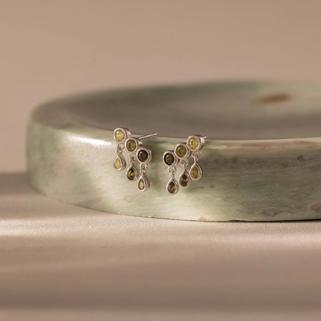 Peridot Raindrop Studs Silver 18K Gold Plated