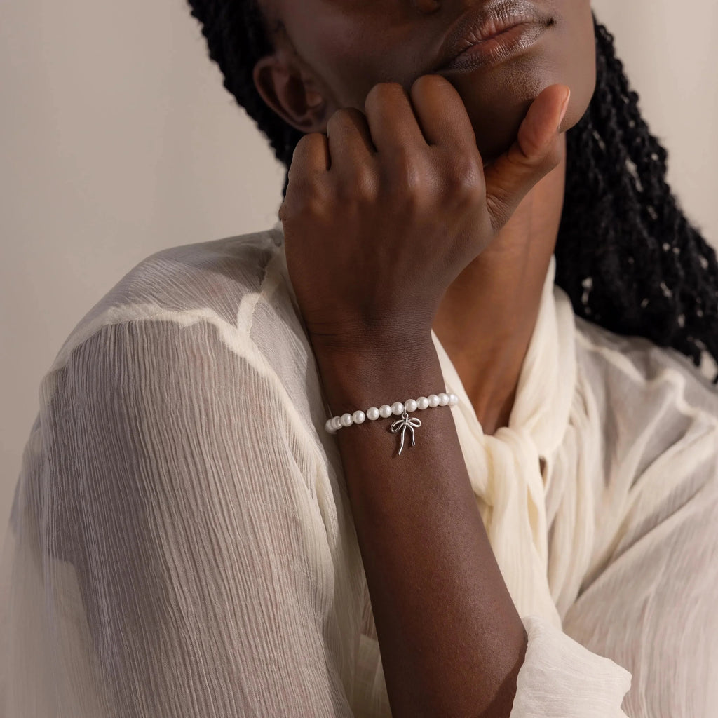 Bow Pearl Bracelet Silver 18K Gold Plated