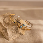 Opal & Diamond Cuff Bracelet Silver 18K Gold Plated