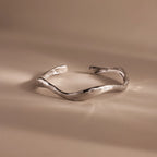 Organic Wavy Cuff Bracelet Silver 18K Gold Plated