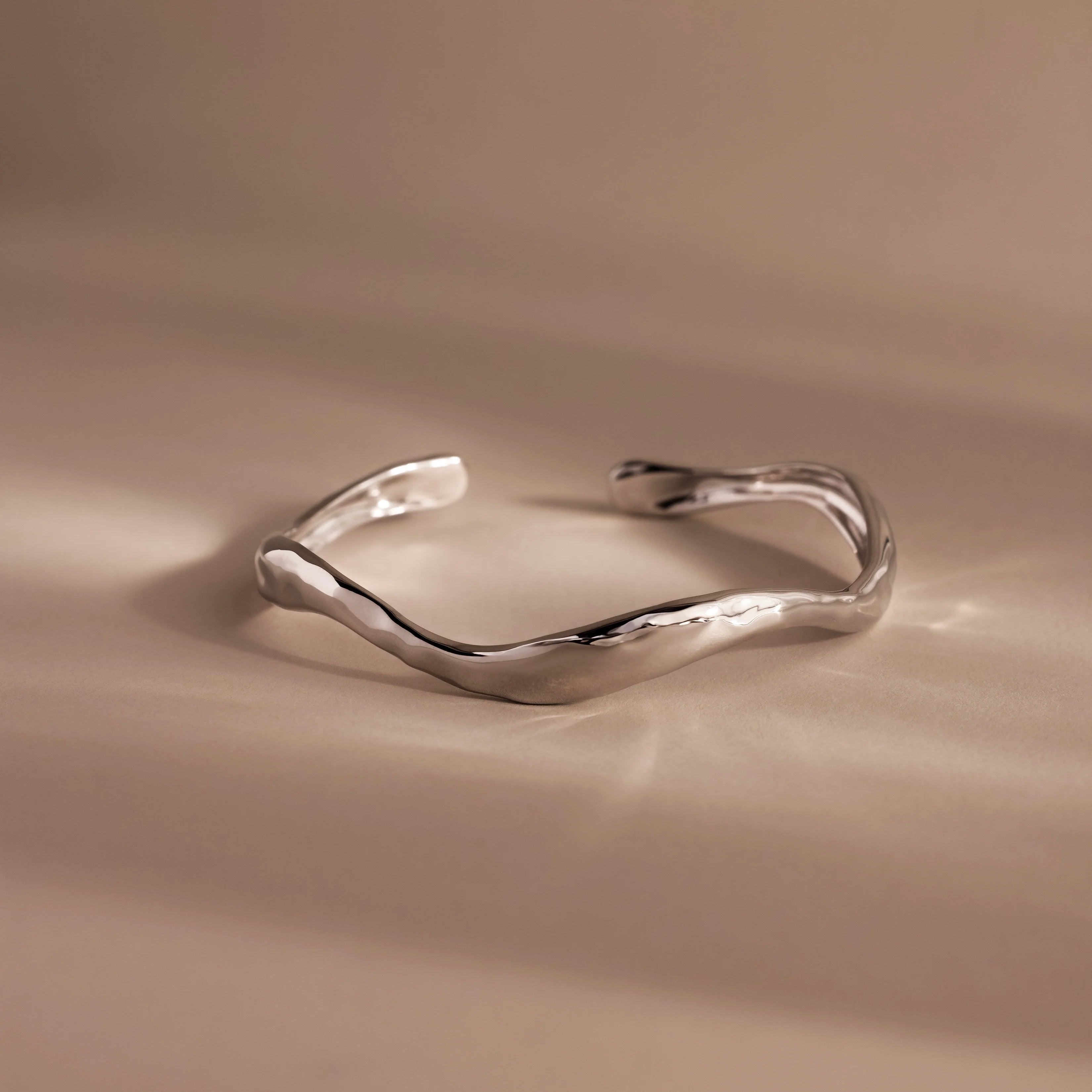 Organic Wavy Cuff Bracelet Silver 18K Gold Plated
