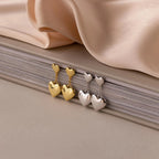 Duo Heart Drop Studs Silver 18K Gold Plated